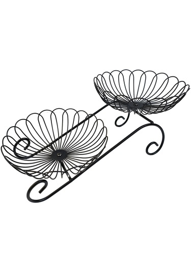 Suntek 2 Katmanlı Metal Meyve Sepeti Yerden Tasarruflu Siyah Siyah