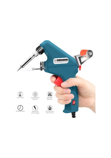 Valkyrie 5 Parça Tetikli Otomatik Beslemeli Havya Lehim Tabancası Seti - 60w 480 C Yeni Nesil Seramik Isınma - Tek El Kullanım