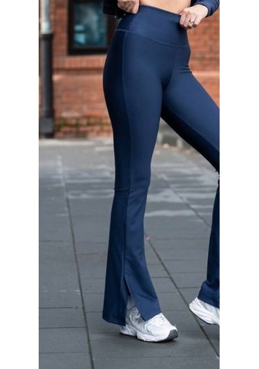 Lacivert Yırtmaçlı İspanyol Paça Spor Tayt