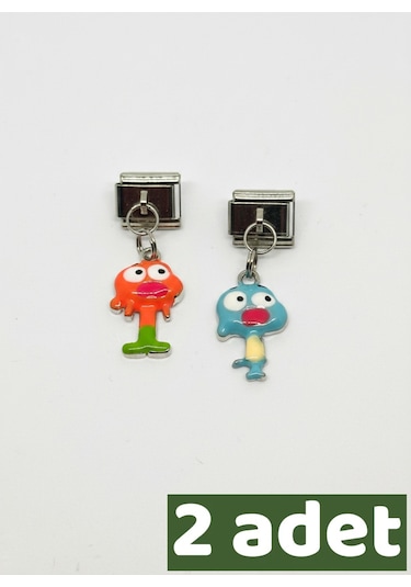 Gumball Ve Darwin İtalyan Bileklik Charmı Seti 2 Adet Çok Renkli