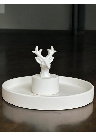 Geyik Heykeli İle Dekoratif Sunumluk, El Yapımı, Hediyelik, Ev Dekoru