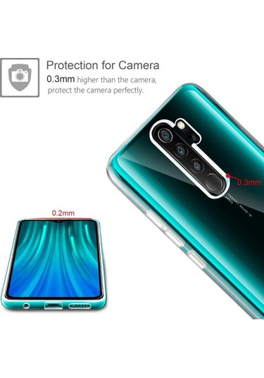 Xiaomi Redmi Note 8 Pro Kılıf Tam Şeffaf Silikon Transparan