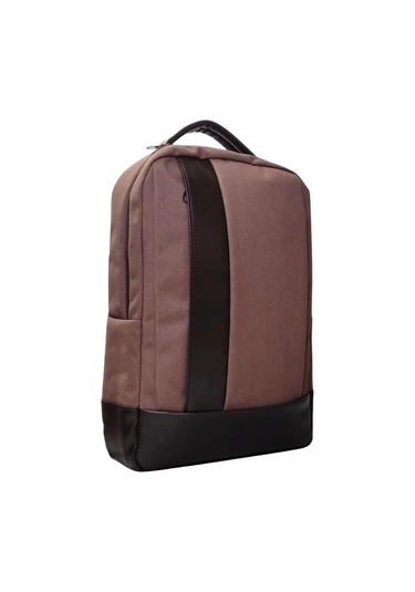 15.6 Inç Kanvas Kumaş Laptop Bölmeli Evrak Sırt Çantası Kahverengi