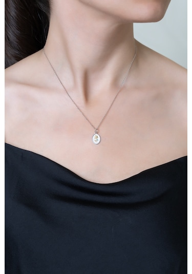 So Chic Nergis Çiçeği 18 Ayar Beyaz Altın Kaplama 43 Cm Gümüş Kolye Rodyum