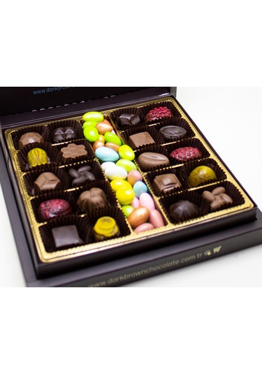 Dark Brown Hediye Çikolata Badem Drajeli El Yapımı Gerçek Çikolata 20 Adet