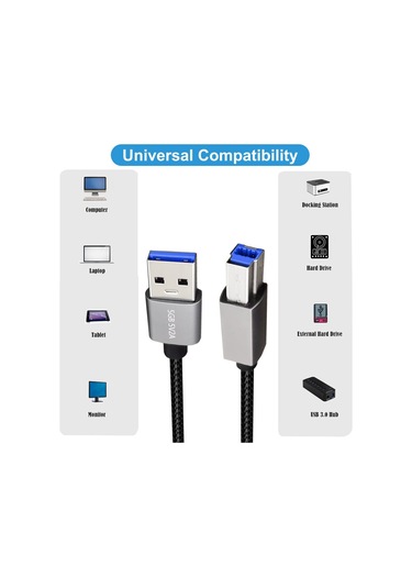 Sones Junsunmay Usb 3.0 Erkek - Usb 3.0 Erkek Kablo, Yerleştirme İstasyonuyla Uyumlu, Uzunluk: 2m