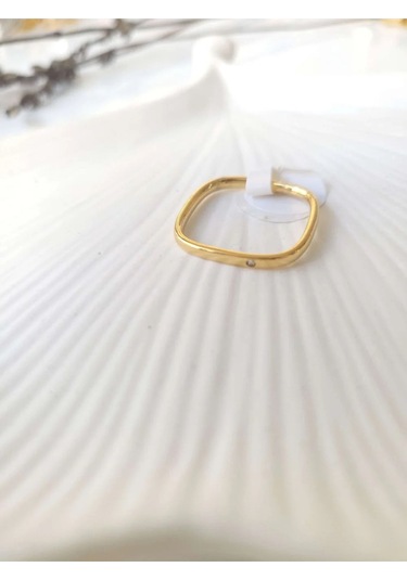 Çelik Gold Zarif İnce Yüzük Sevgiliye Hediye Altın