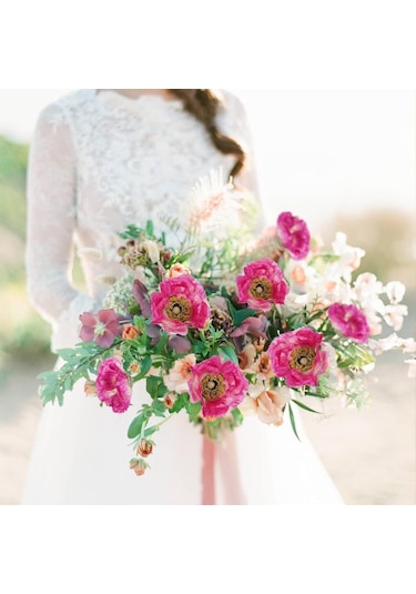 Yapay Çiçek Gelincik Çiçeği Fuşya Renk 3 Çiçek 1 Tomurcuk 59cm