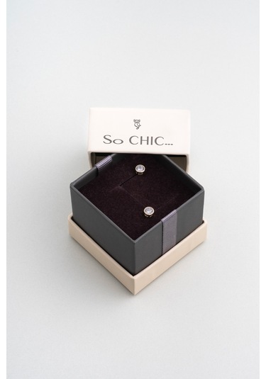 Beyaz Taşlı 18 Ayar Sarı Altın Kaplama Gümüş Tek Taş Küpe Altın Kaplama