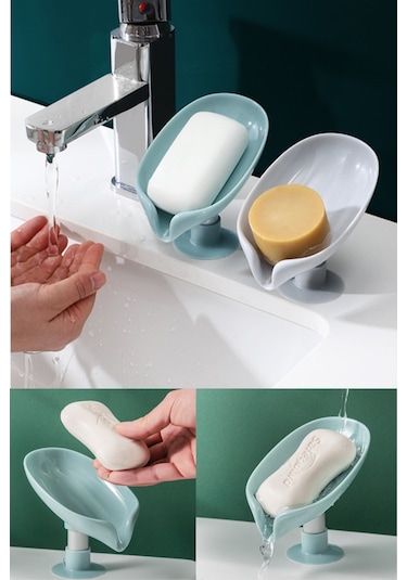 Yeşil 1 Adet Vantuzlu Su Giderli Sabunluk Şık Tasarımlı Su Tutmaz Katı Sabunluk Diğer