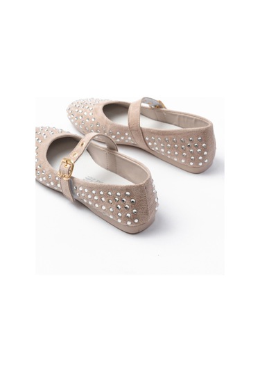 Dm-6020 Bej Troklu Baret Tokalı Günlük Kadın Babet Beyaz