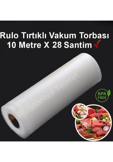 Rulo Tırtıklı Vakum Torbası-Poşeti 10 Metre X 28 Santim