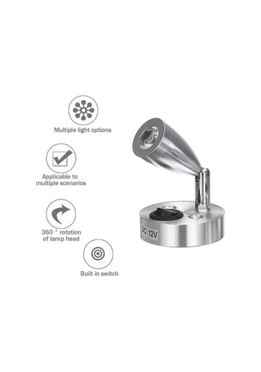 Karavan & Tekne Döner Tip Led Okuma Lambası 12v - Gri