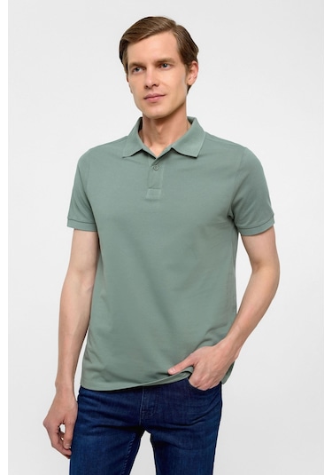 SÜVARİ Su Yeşili Slim Düz Polo Yaka Tişört-38588 Su Yeşili