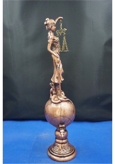 Themis Adalet Terazisi Heykeli 35 Cm Dekoratif Ev & Ofis Biblosu Bakır