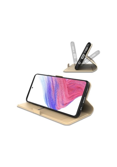 Luckysouk Samsung Galaxy Uyumlu S22 5g Pu Deri Kart Tutucu Folio Flip Case Standı Manyetik Tam Koruma Telefon Kapağı - Altın Altın Yok Havalandırma H13ra8