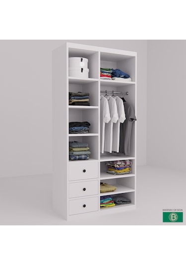 Elbise Dolabı Çekmeceli Ve Raflı Geniş Depolama Alanı Sunar