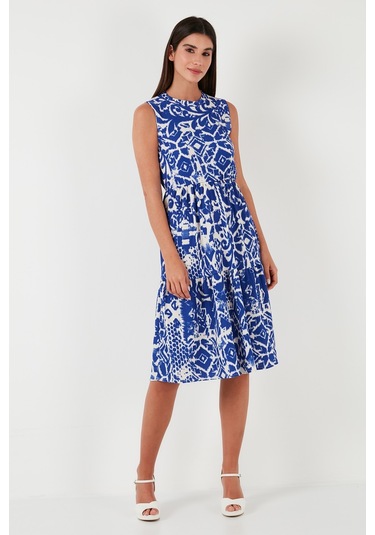Lela Desenli Regular Fit Kolsuz Bayan Elbise 5865731 Saks