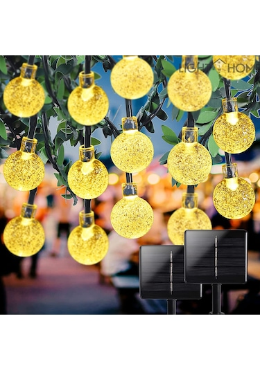 Lighthome Kristal Güneş Enerjili Led Işık Solar Bahçe Aydınlatma 50 Led 7 M Sarı