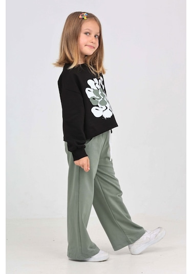 Toontoy Kız Çocuk Nice Baskılı Eşofman Takım Siyah