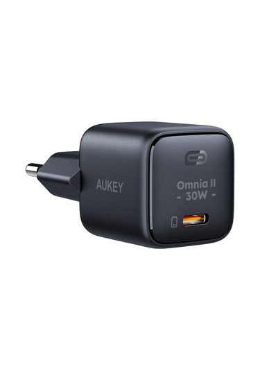 Aukey PA-B1L-BK 30 W Omnia Mini Gan Type-C PD Şarj Adaptörü - Siyah
