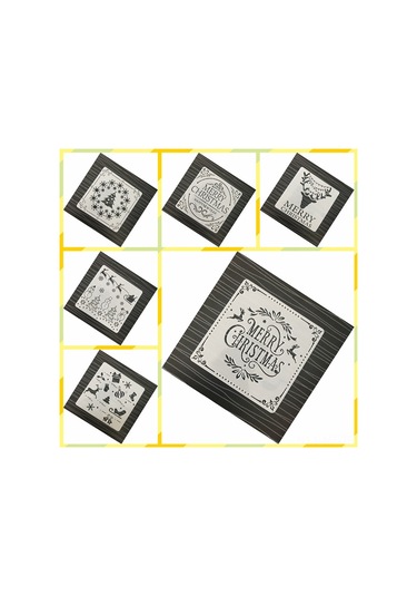 Mufunye Dıy El Sanatları İçin 48 Parça Pet Çizim Şablonu Seti - Noel Desenli 12 Şablon + 36 Çizim Şablonu 48pcs