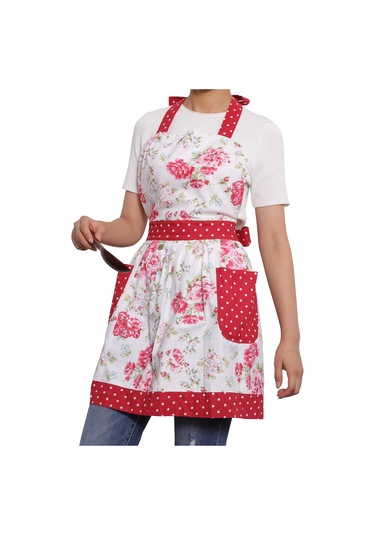 Kadınlar İçin Cepli Mutfak Önlükleri, Kadınlar İçin Yemek Pişirme Önlükleri, Fl Floral Lollipop Red, Diğer