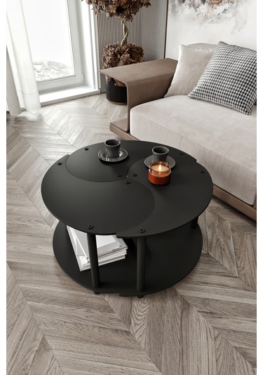 Yin Yang Unıty Serenıty Orta Sehpa 3 Lü Siyah 70cm Siyah