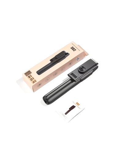 S02 Taşınabilir Üç Ayaklı Selfie Çubuğu - 0.1s Hızlı Çekim, 360 Dönebilir, Geniş Uyumlu, Siyah