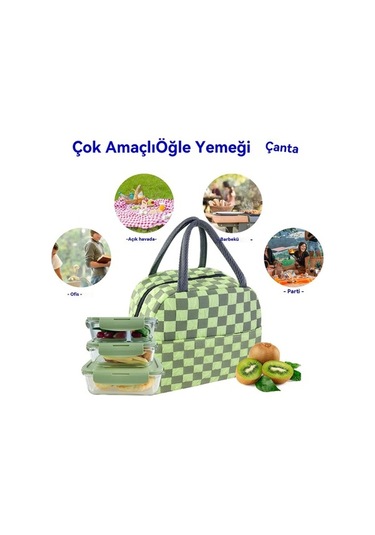 Ulzyvf Yeşil Yalıtımlı Tote Çanta, Su Geçirmez Seyahat Soğutucu, Piknik & Ofis İçin Kawaii Tasarım, Erkekler Ve Kadınlar İçin Estetik Çanta Açık Yeşil