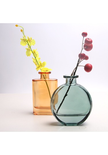 Kangvka Amber Renkli Oval Cam Vazo - Odalar İçin Dekoratif Süs - Minik Boyutlu Çiçek Sulama Aleti - Dayanıklı Ev Dekoru Jr104 Diğer