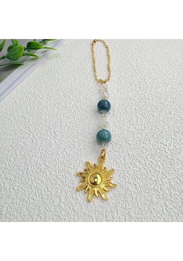 Samdoo Araç Geribakış Aynası Süsü: Yeşil Altın İki Renkli Bohem Gelişimli Elden Yapımı Kristal Takı