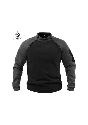 Erkek Bol Çift Kollu Dik Yaka Sıcak Nefes Alabilen Sweatshirt Gri