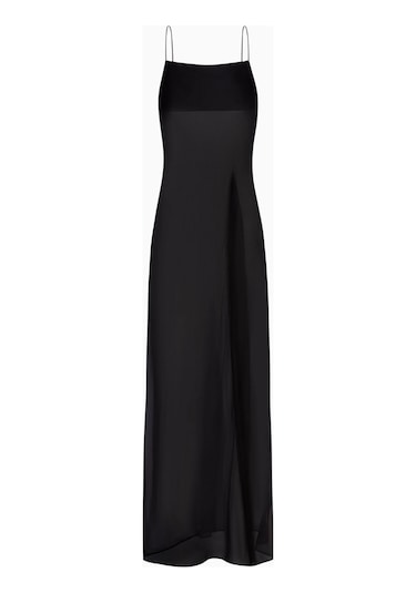 Because Of Alice Kadın Şeffaf Şifon Uzun Askılı Camisole Bluz Siyah