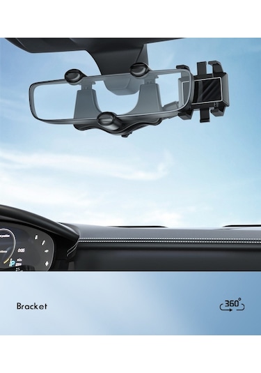 Eastmeeetwest--araba Cep Telefonu Standı Araba Dikiz Aynası Standı Ar Navigasyon Araba Çok Fonksiyonlu 360 Derece Siyah