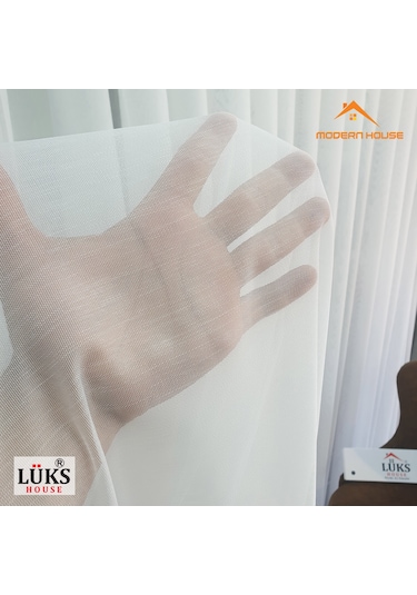 Lüks Keten Titi Tül Perde Kırık Beyaz Modern House