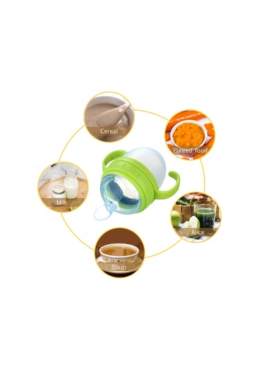 Padalink Yeşil 150ml Gn033 Bebek Reçeli Bardağı - Sırt Çantası Kaşığı İle, Sızıntısız, Toksik Olmayan, Taşınabilir Silikon Mam Ürünü