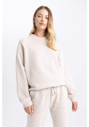 Defacto Oversize Geniş Kalıp Bisiklet Yaka Kalın Basic Düz Casual Sweatshirt V2697AZ23WNBG187 Bej Defacto Oversize Geniş Kalıp Bisiklet Yaka Kalın Basic Düz Casual Sweatshirt V2697AZ23WNBG187 Bej