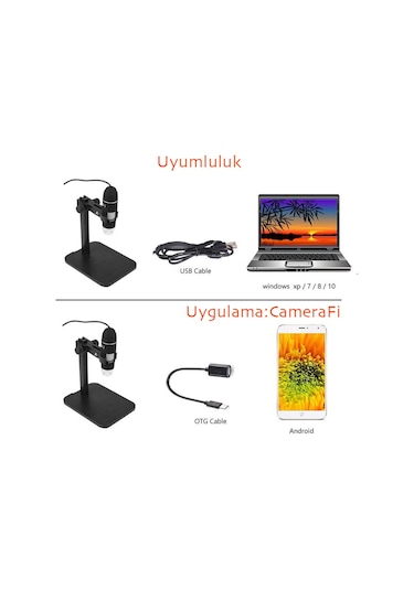 Triline 1000x 2mp Dijital Standlı 8 Ledli Usb Otg Mikroskop