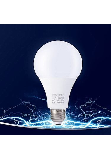 Konesam E27 Soketli 18w Led Ampul, 130-265v Geniş Voltaj, 6000-6500k Beyaz Işık, 270 Derece Açılı Smd 2835 Teknolojisi Çok Renkli