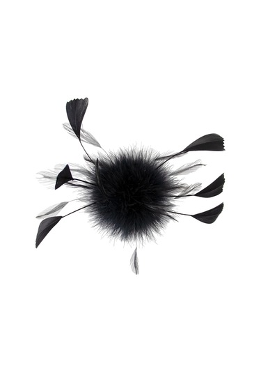 Suntek Çiçek Tüy Broş El Yapımı Saç Tokası 19cm-siyah Siyah