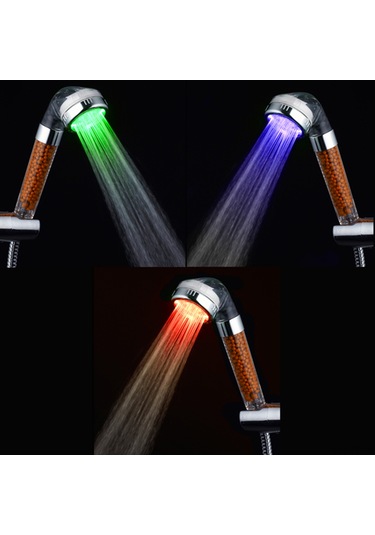 Yifomall Led Su Akışı İle Çalışan 3 Renk Sıcaklık Algılayıcı, Filtreli, Su Tasarruflu Duş Başlığı G1/2 Bağlantı, Abs Malzeme Diğer