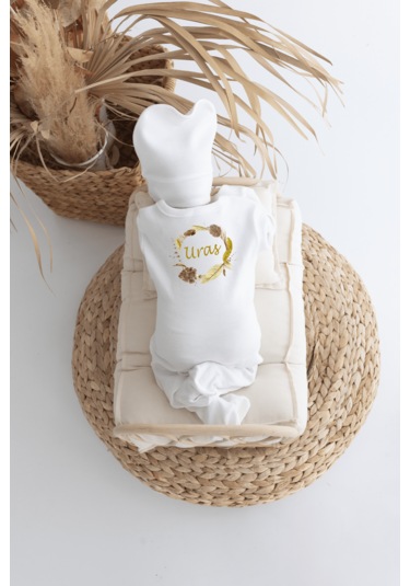 Bebewini Pamuk Baskılı 11'li İsimli Hastane Çıkışı M22 Ekru