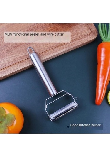Ev Tipi Çok Fonksiyonlu Meyve Sebze Soyucu Bıçak - Gümüş Renk Gümüş