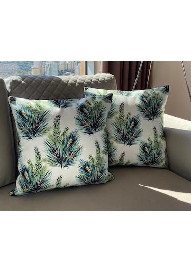 Çam Ağacı Kozalak Desenli 2'Li Kırlent Kılıfı Seti (473328623)