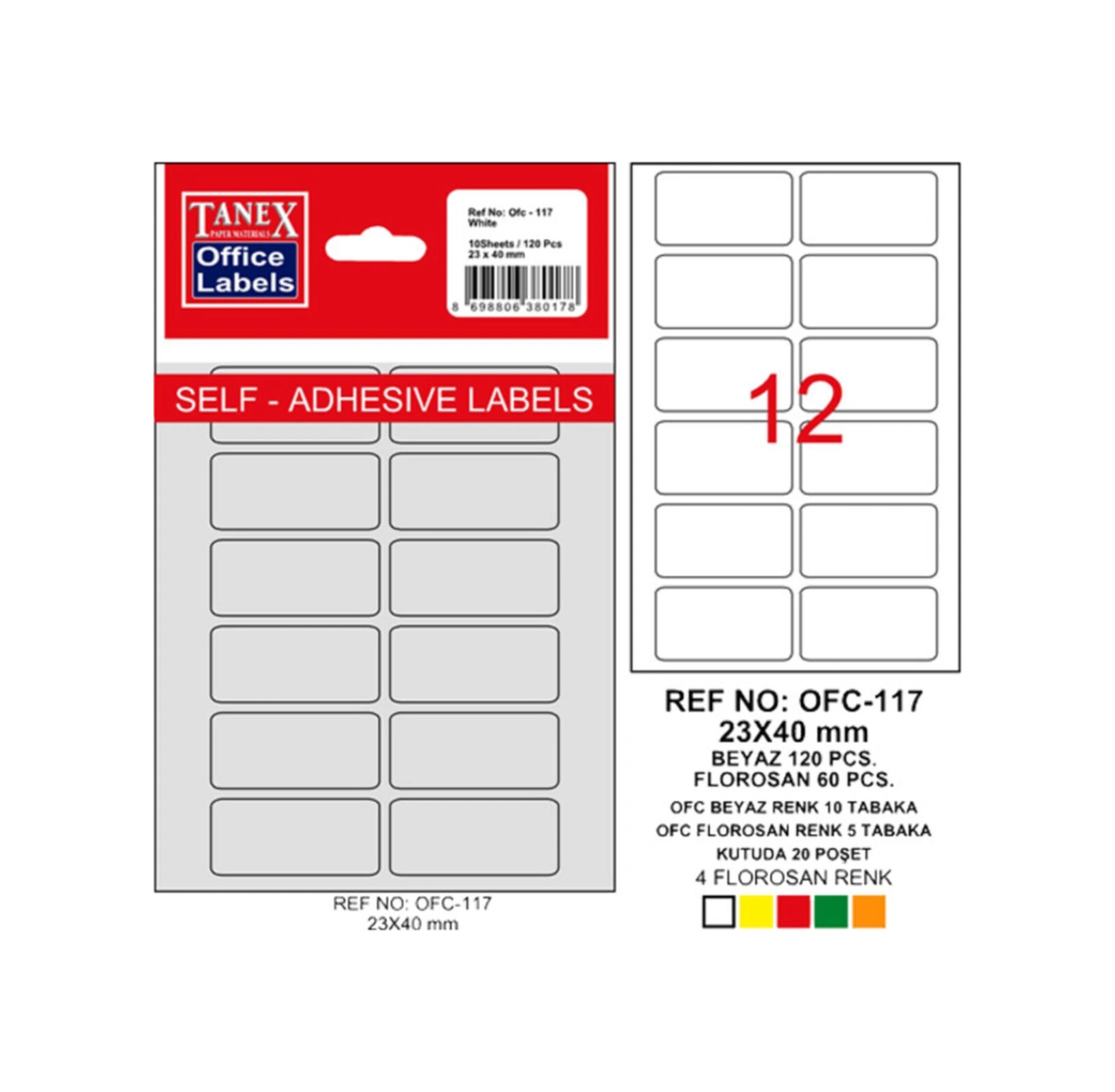 Ofc-117 Ofis Etiketi Beyaz 1171010