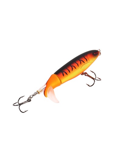 Maiyame 13g 10cm Turuncu Kaplan Desenli Plastik Spinner Kuyruklu Üstü Suya Yatan Pencil Yem, Parlak Renkli 3b Gözlü, Keskin Treble İğneli Balık Yemi