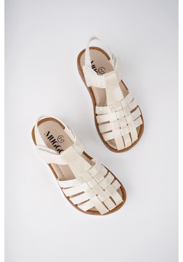 Muggo Rapunzel Garantili Günlük Ortopedik Hafif Taban Cırtlı Kız Çocuk Sandalet Bej