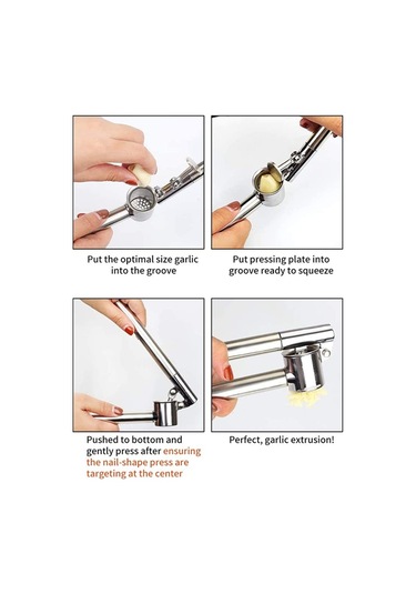 Sarımsak Presi Premium 304 Paslanmaz Çelik Kıyma Makinesi Kırıcı Doğrayıcı Gümüş