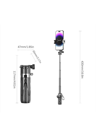 P15 Mini Selfie Çubuğu Tripod Bluetooth Uzaktan Kumandalı 360'